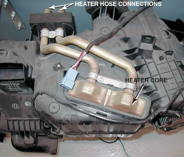 Heater Core Installed in a HVAC Housing Assembly