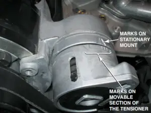 Typical Marks on an accessory Drive Belt Tensioner